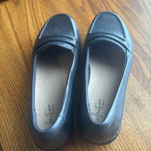 Clarks Shoes Navy Blue Leather Ashland Mary Jane Clogs Size 7.5